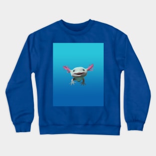 Axolot Smiling Swimming in Caribbean Blue Water Crewneck Sweatshirt